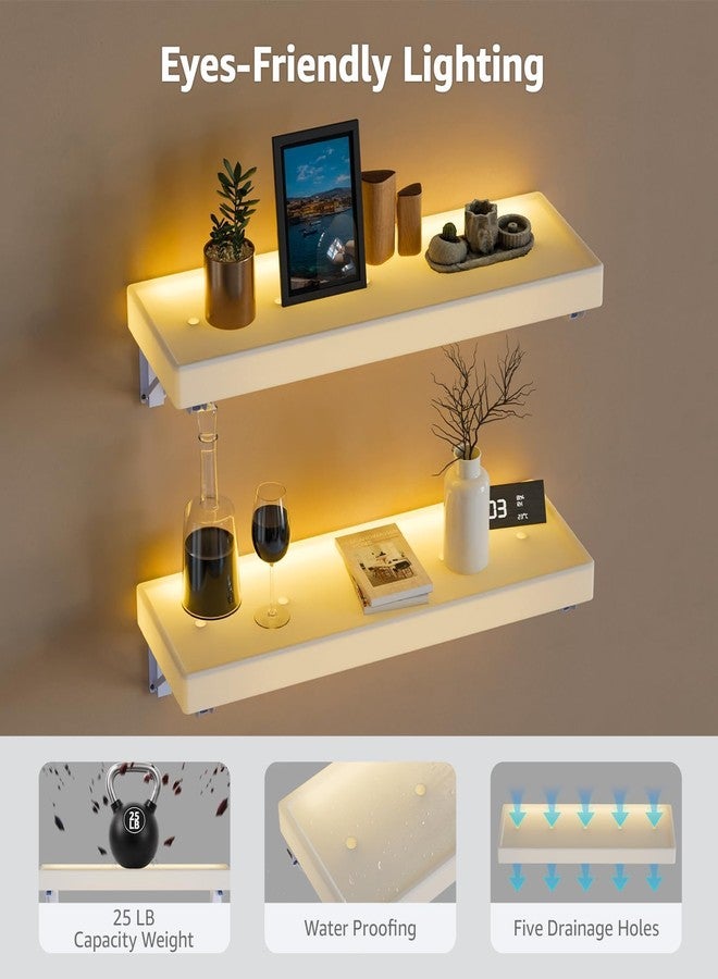 أرفف FUYO العائمة المزودة بإضاءة LED - أرفف جدارية قابلة للطي بإضاءة بيضاء دافئة، مصنوعة من المعدن والبلاستيك، مقاومة للماء بمعيار IP20، مناسبة للاستخدام الداخلي في غرف المعيشة، غرف النوم، البارات، وغرف الدراسة. - Image 2
